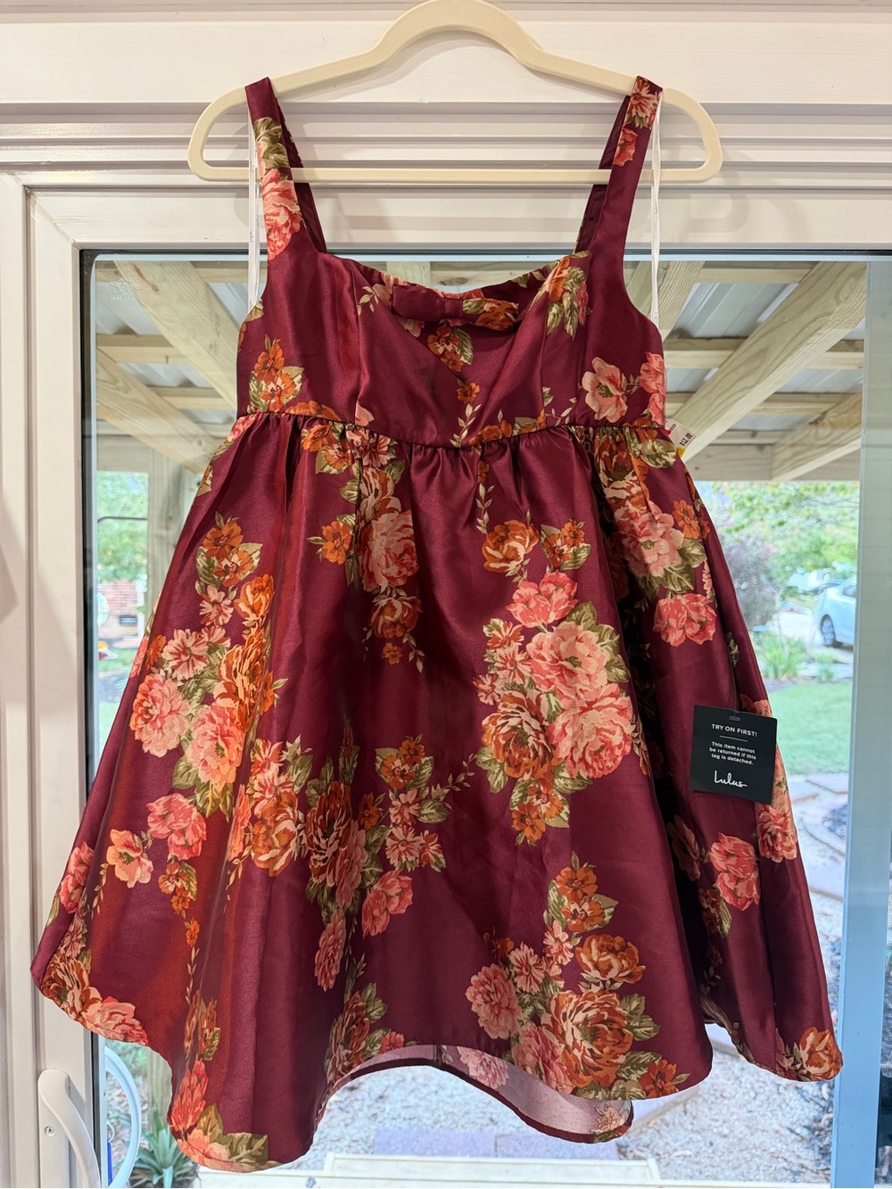 Lulu's Burgundy Floral Satin Mini Dress